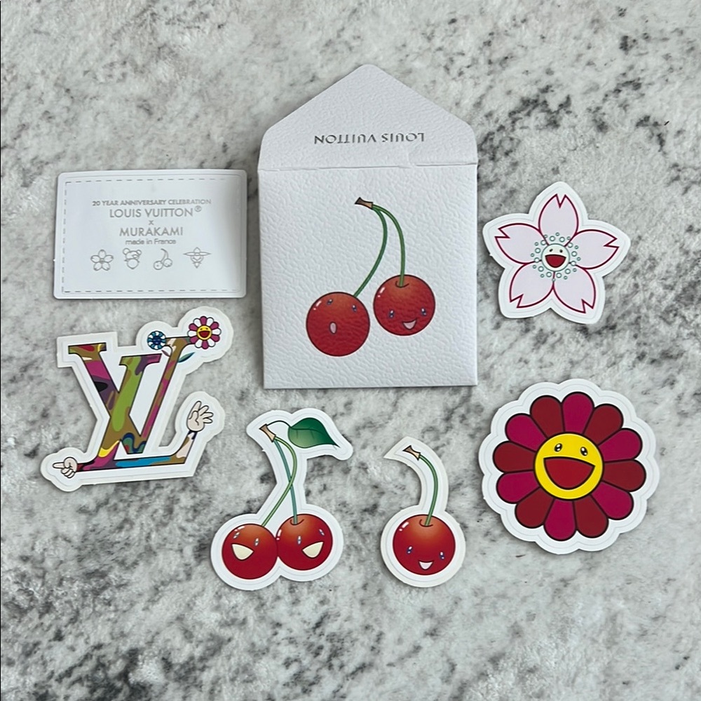 Louis Vuitton Red and White Cherry envelope and stickers